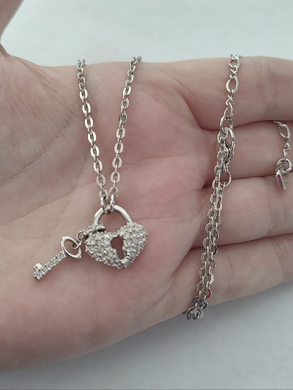 Swarovski Heart Lock & Key Necklace
